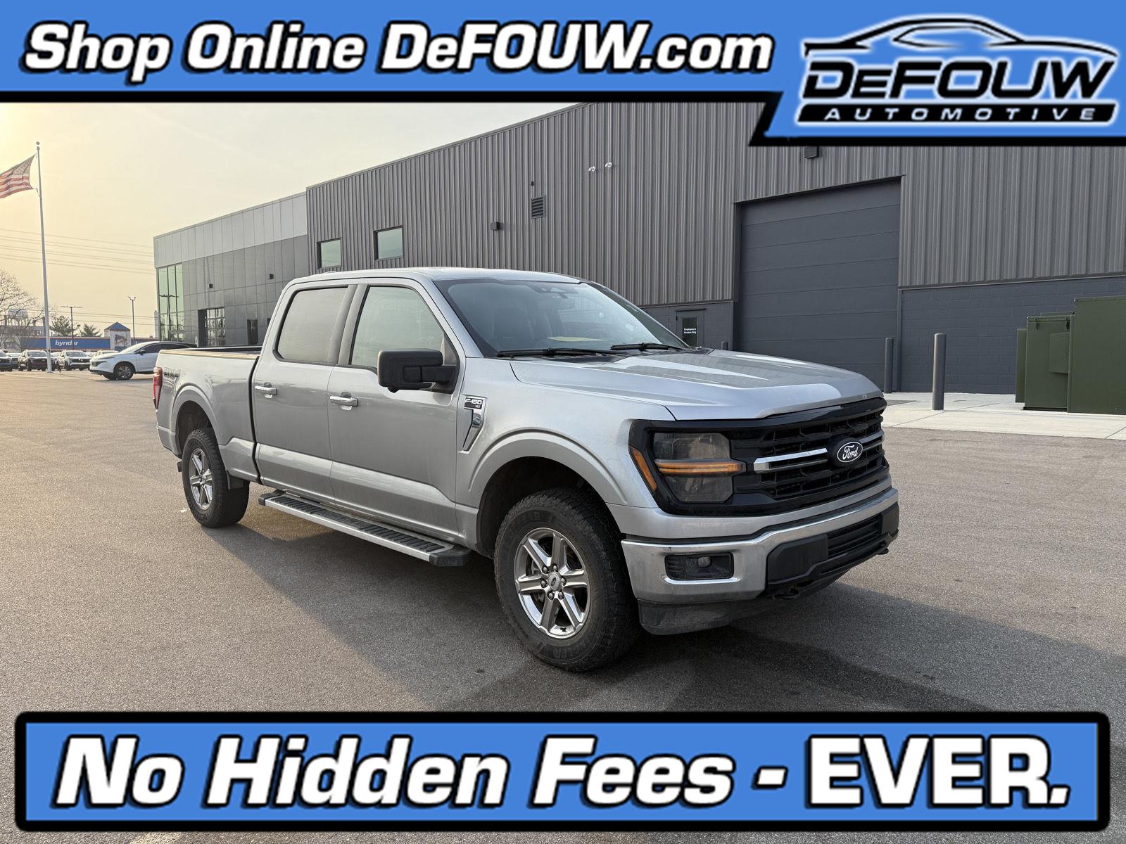 Iconic Silver 2024 Ford F-150 XLT SuperCrew 4WD Pickup Truck Four-Wheel Drive Automatic