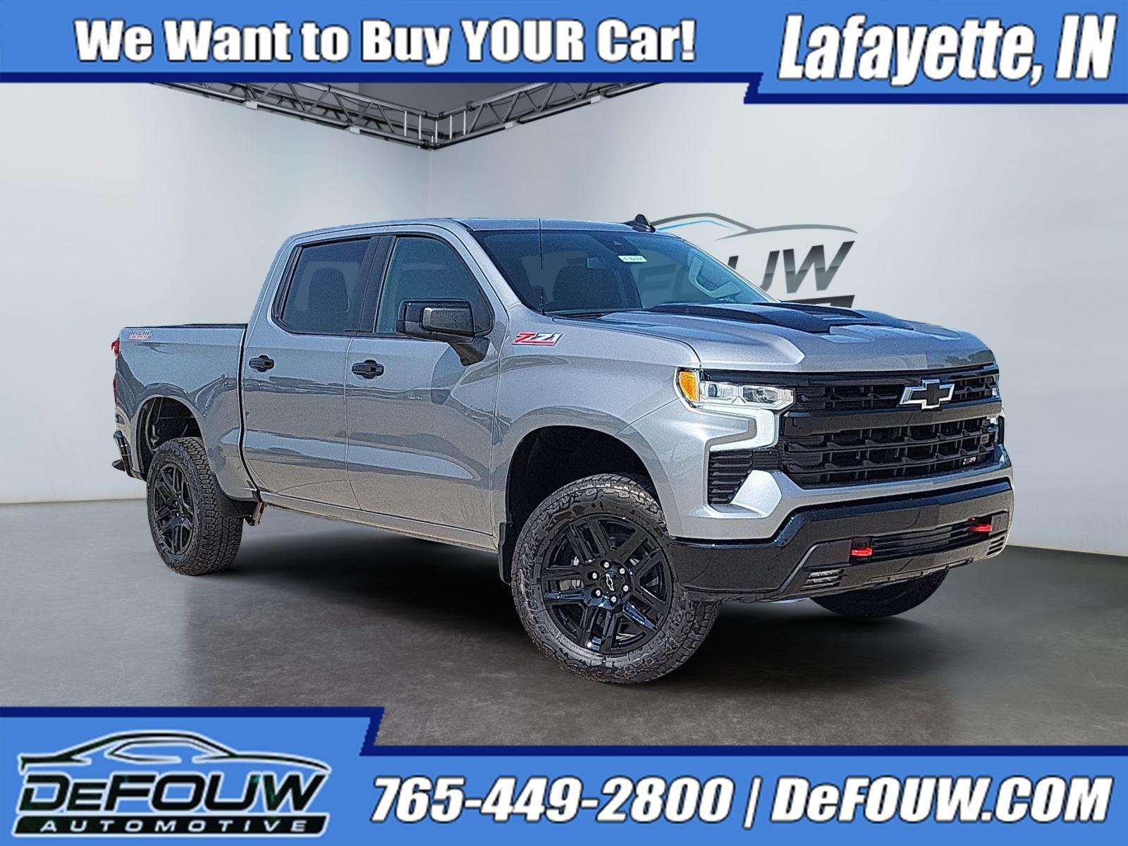 Sterling Gray Metallic 2024 Chevrolet Silverado 1500 LT Trail Boss Crew Cab 4WD Pickup Truck Four-Wheel Drive Automatic