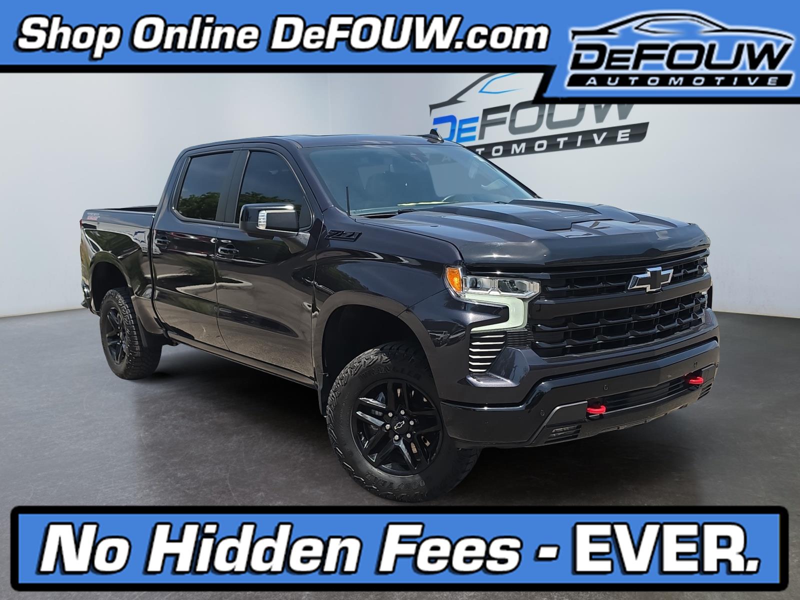 Black 2024 Chevrolet Silverado 1500 LT Trail Boss Crew Cab 4WD Pickup Truck Four-Wheel Drive Automatic