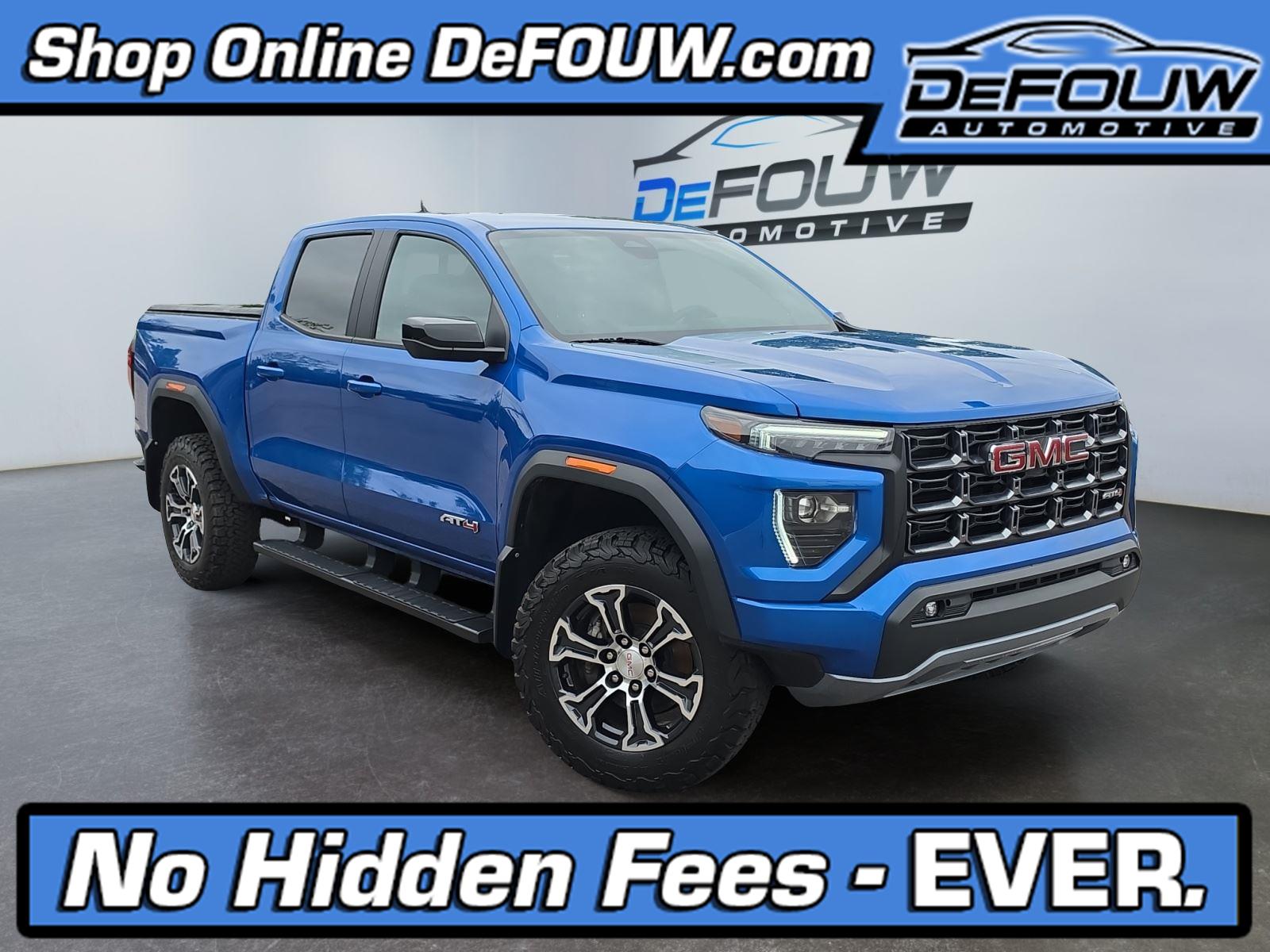 Dynamic Blue Metallic 2023 GMC Canyon AT4 Crew Cab 4WD Pickup Truck Four-Wheel Drive 8-Speed Automatic