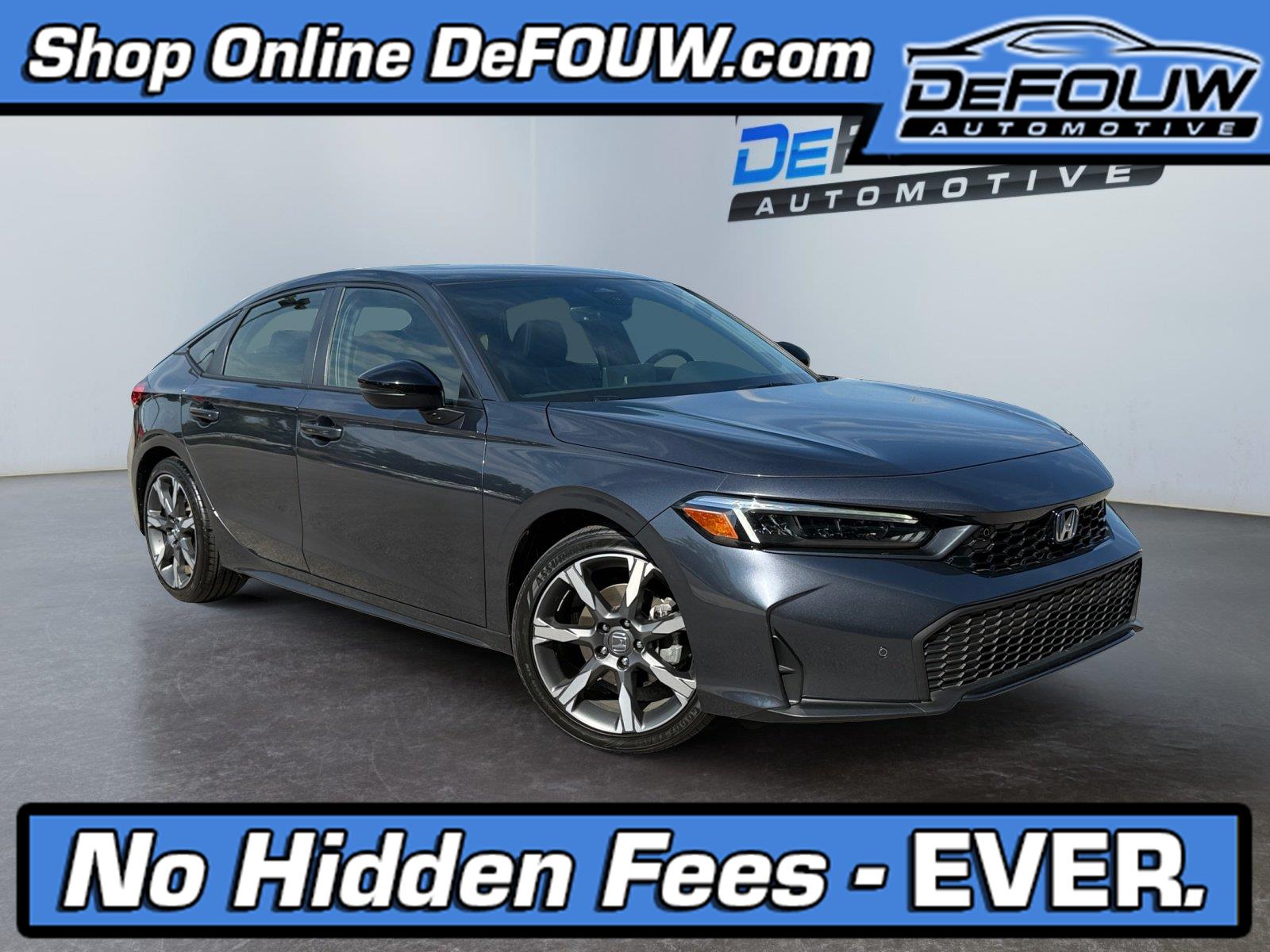 Meteorite Gray Metallic 2025 Honda Civic Hybrid Hatchback Front-Wheel Drive 1-Speed Dual Clutch