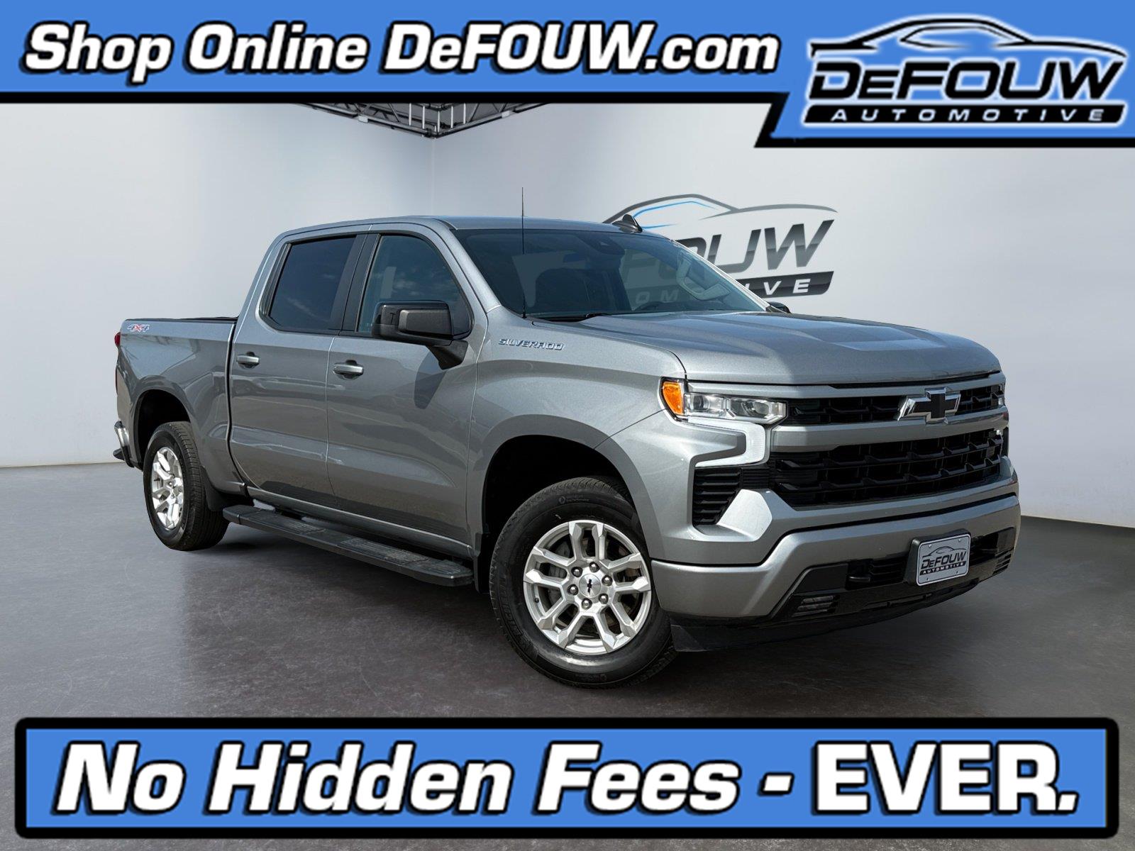 Gray (Sterling Grey Metallic) 2024 Chevrolet Silverado 1500 Pickup Truck Four-Wheel Drive 8-Speed Automatic