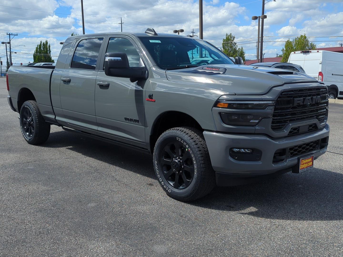 Ceramic Gray Clearcoat 2026 RAM 3500 Laramie Mega Cab 4WD Pickup Truck Four-Wheel Drive 8-Speed Automatic