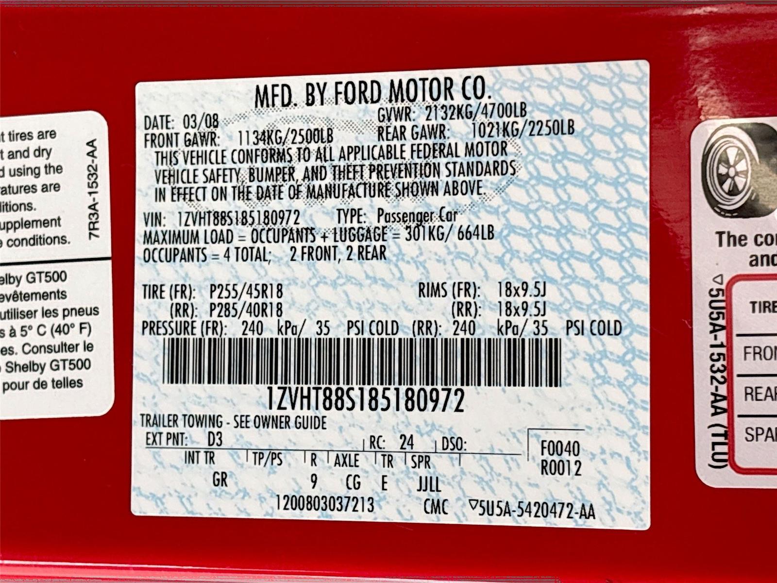2008 Ford Mustang Shelby GT500