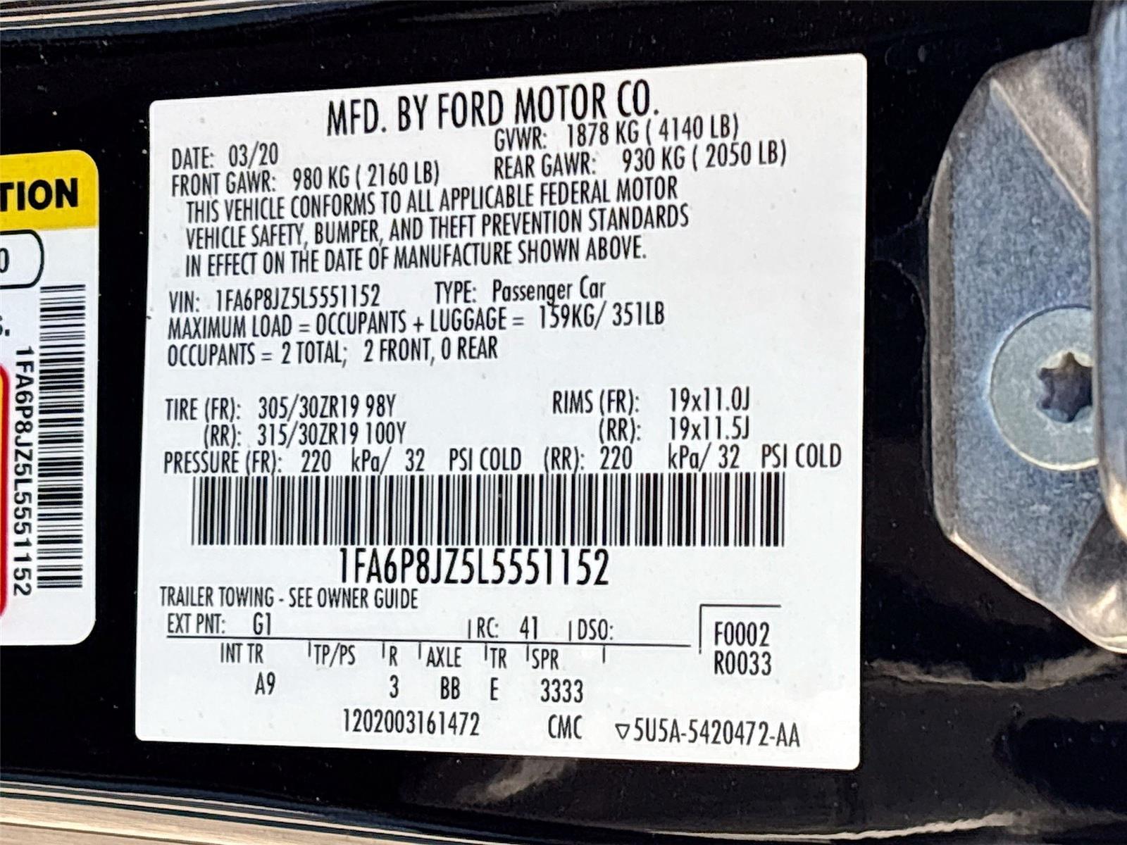 2020 Ford Mustang Shelby GT350R