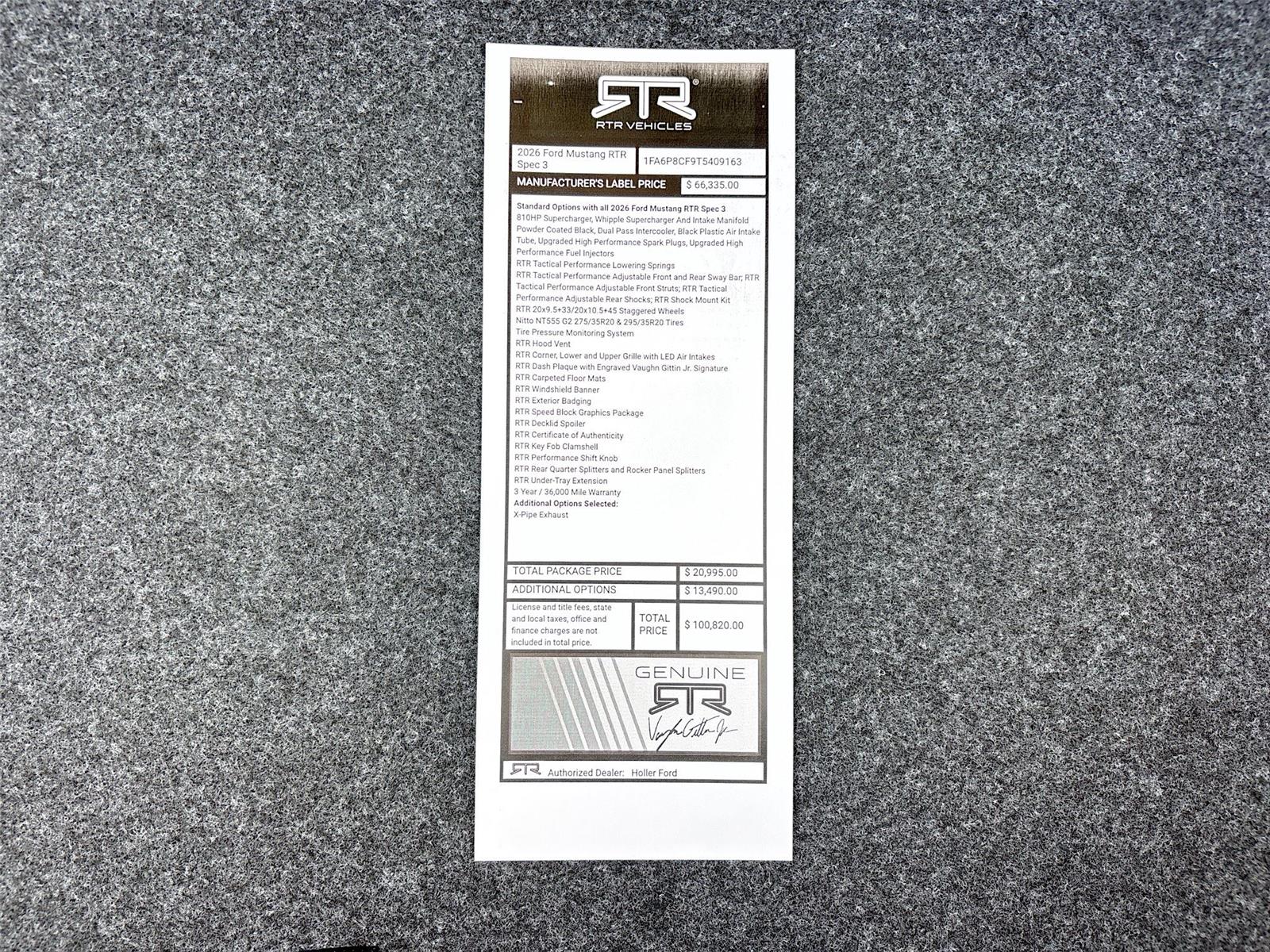 2026 Ford Mustang GT Premium RTR Spec 3