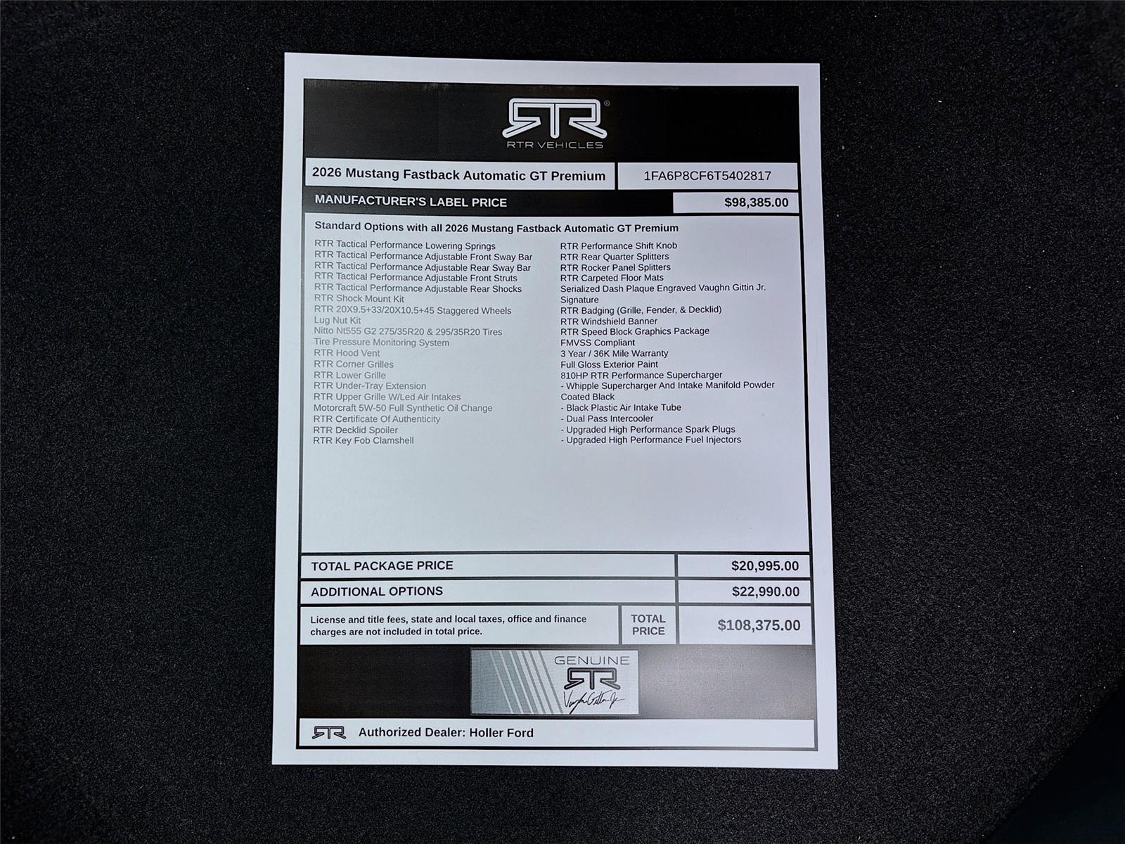2026 Ford Mustang GT Premium RTR Spec 3