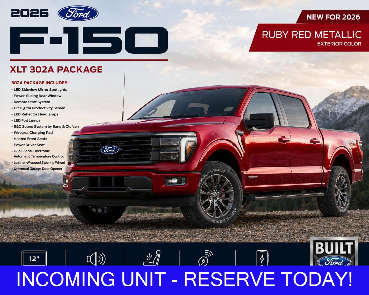 Ruby Red Metallic Tinted Clearcoat 2026 Ford F-150 Pickup Truck Four-Wheel Drive Automatic