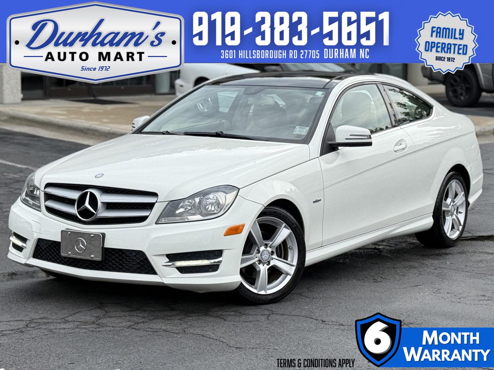 Arctic White 2012 Mercedes-Benz C-Class Coupe Rear-Wheel Drive Automatic