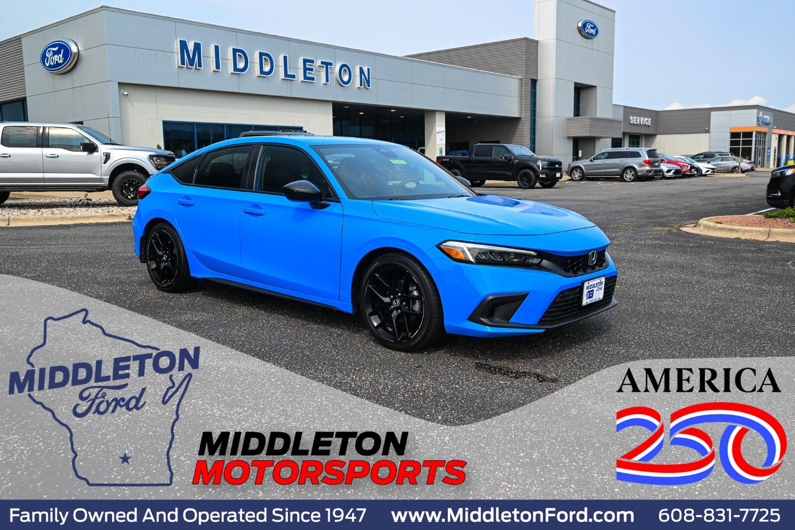 Boost Blue Pearl 2023 Honda Civic Hatchback Hatchback Front-Wheel Drive Continuously Variable Transmission