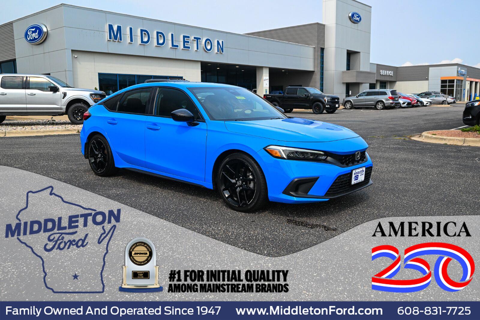Boost Blue Pearl 2023 Honda Civic Hatchback Hatchback Front-Wheel Drive Continuously Variable Transmission