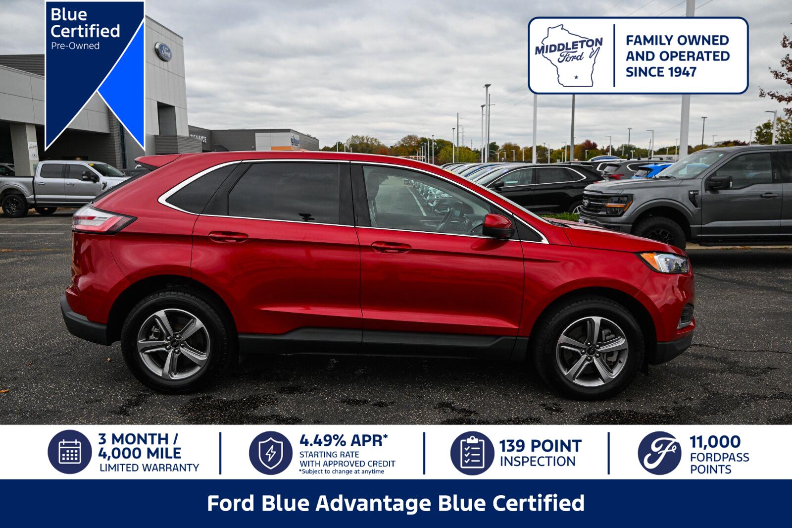 Rapid Red Metallic Tinted Clearcoat 2024 Ford Edge SUV / Crossover All-Wheel Drive 8-Speed Automatic