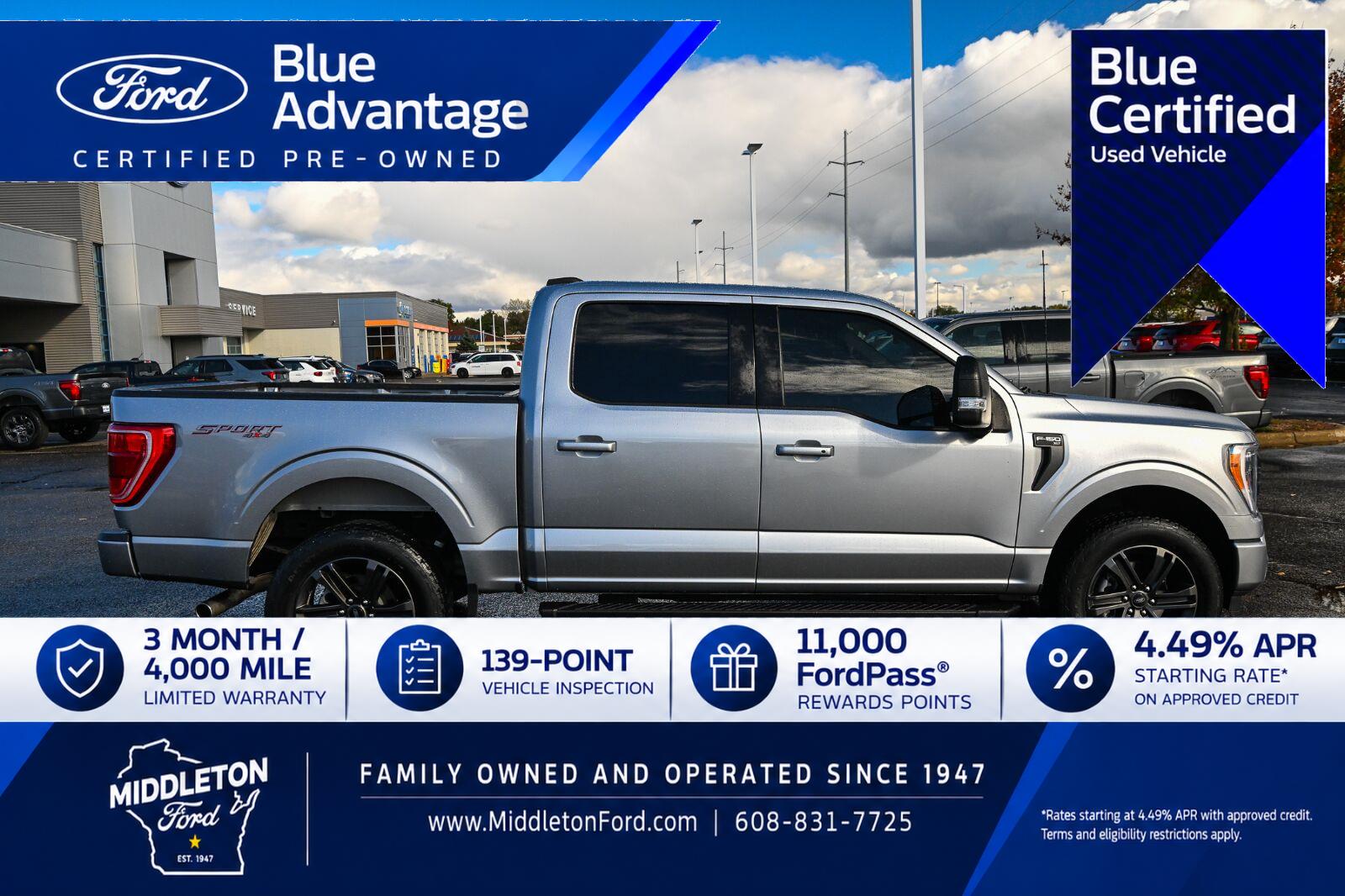 Iconic Silver 2022 Ford F-150 Pickup Truck Four-Wheel Drive Automatic