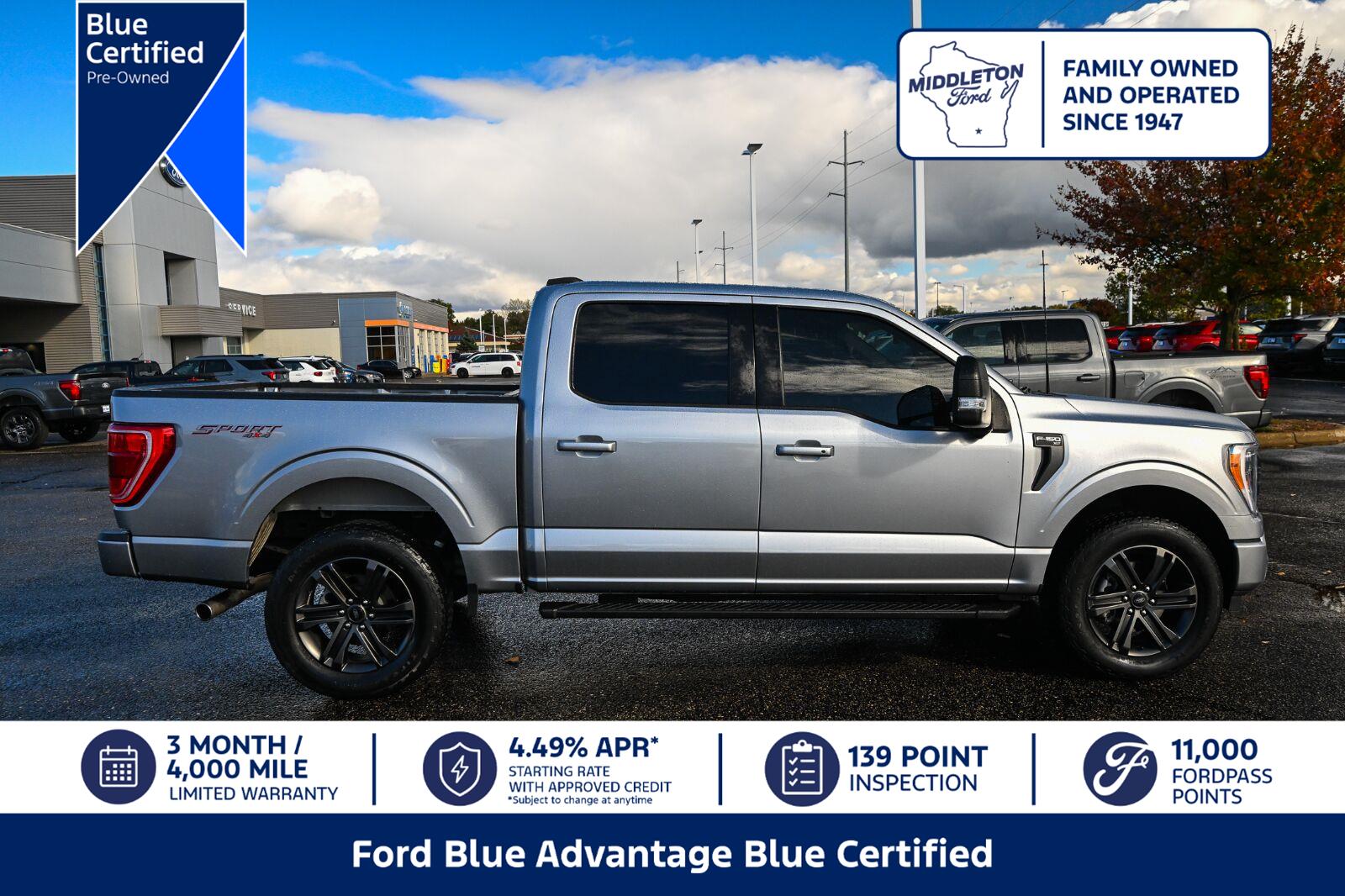 Iconic Silver 2022 Ford F-150 Pickup Truck Four-Wheel Drive Automatic