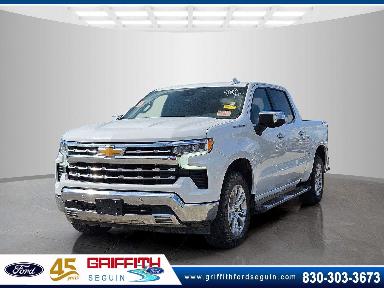 Summit White 2023 Chevrolet Silverado 1500 LTZ Crew Cab 4WD Pickup Truck Four-Wheel Drive Automatic