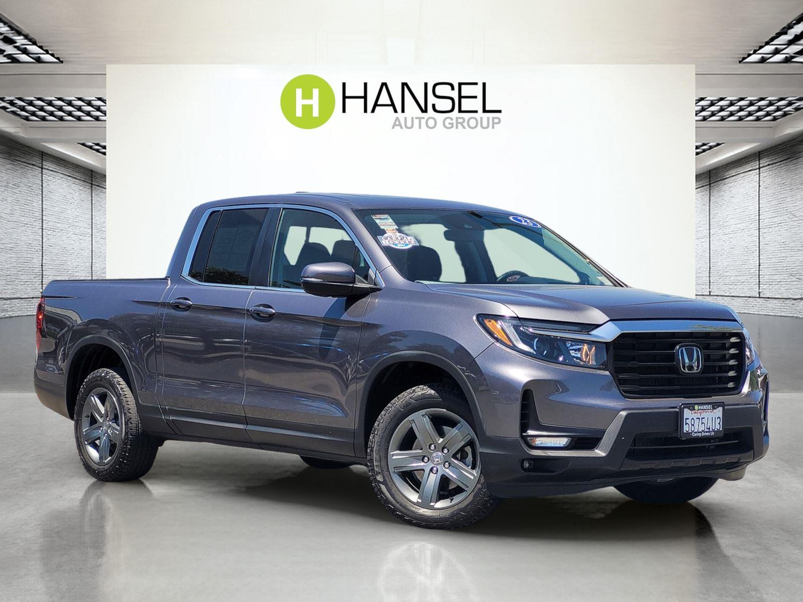 Gray (Modern Steel Metallic) 2023 Honda Ridgeline RTL AWD Pickup Truck All-Wheel Drive 9-Speed Automatic