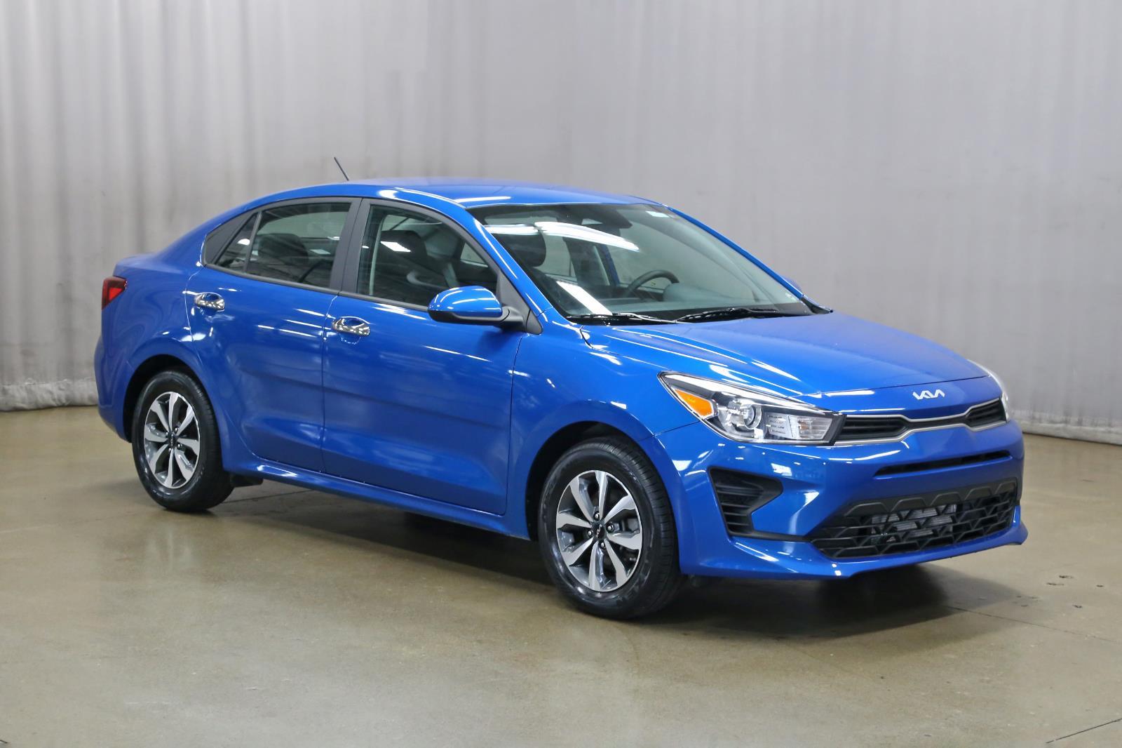 Sporty Blue 2023 Kia Rio S FWD Sedan Front-Wheel Drive Continuously Variable Transmission