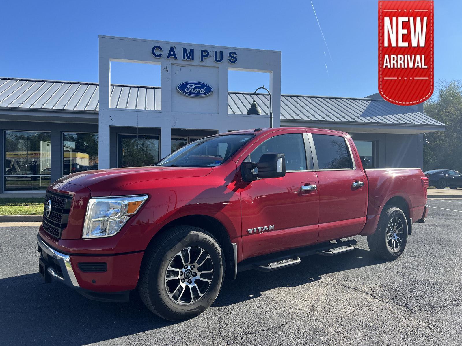 Red Alert 2021 Nissan Titan SV Crew Cab 4WD Pickup Truck Four-Wheel Drive Automatic