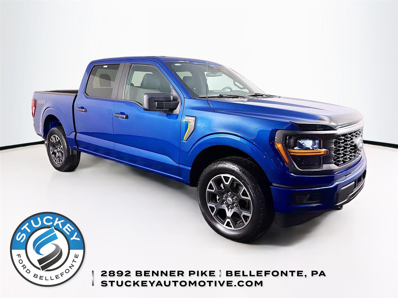 Atlas Blue 2024 Ford F-150 STX SuperCrew 4WD Pickup Truck Four-Wheel Drive Automatic