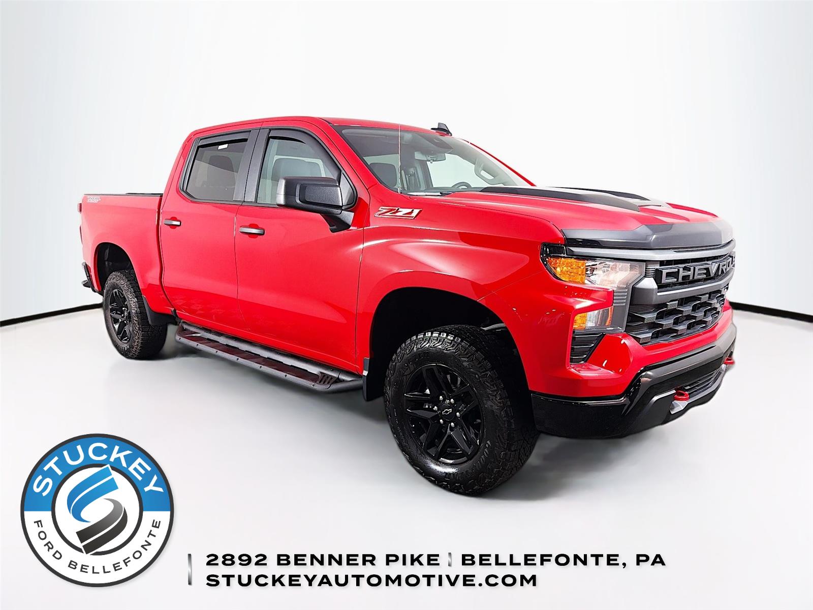 Red Hot 2025 Chevrolet Silverado 1500 Custom Trail Boss Crew Cab 4WD Pickup Truck Four-Wheel Drive Automatic