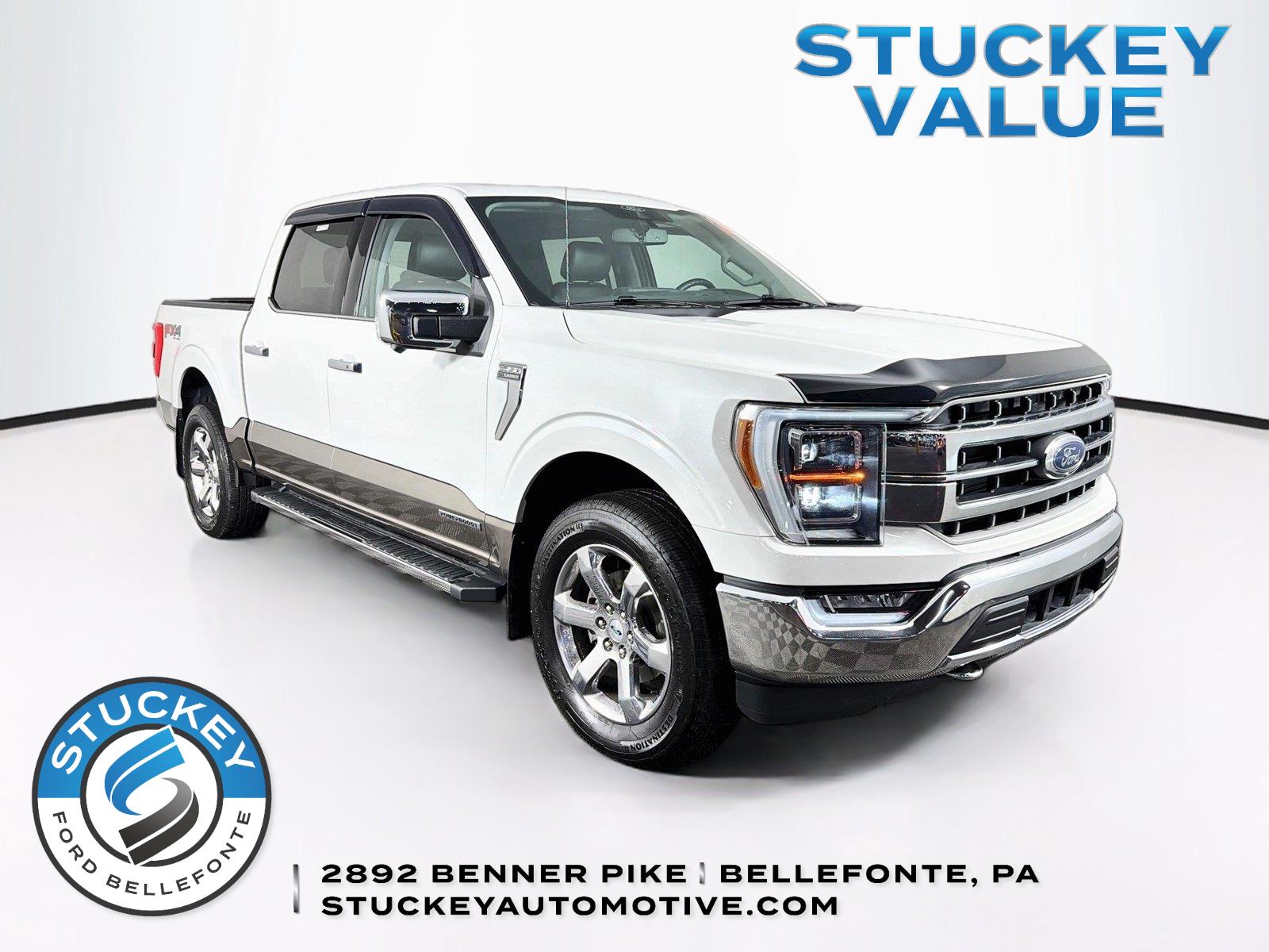 Star White Metallic Tri-Coat/Stone Gray 2021 Ford F-150 Pickup Truck Four-Wheel Drive Automatic