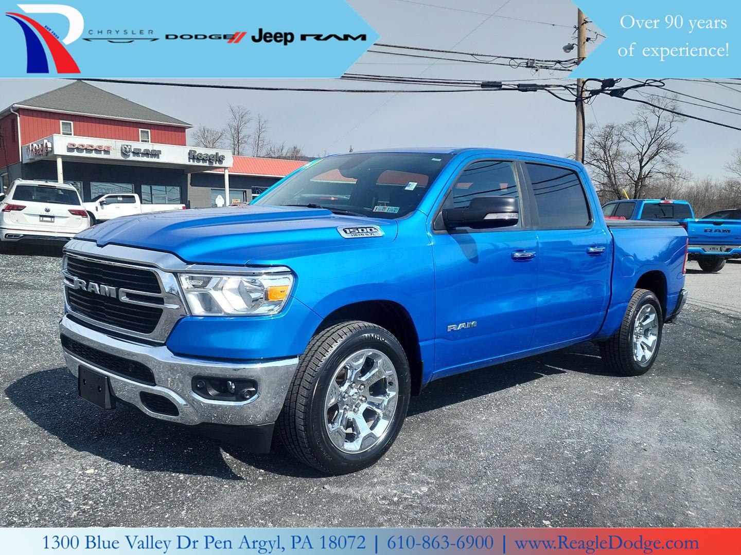 Hydro Blue Pearlcoat 2020 RAM 1500 Big Horn Crew Cab 4WD Pickup Truck Four-Wheel Drive 8-Speed Automatic