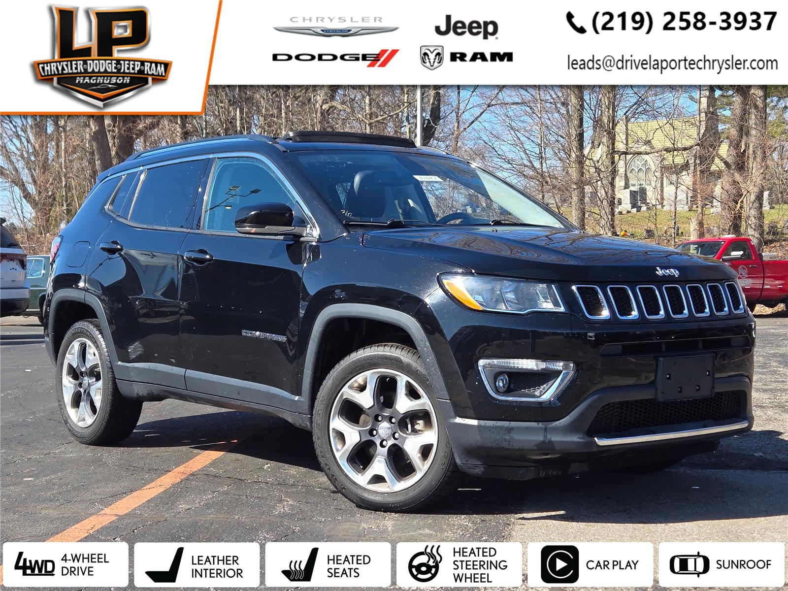 Diamond Black Crystal Pearlcoat 2019 Jeep Compass Limited 4WD SUV / Crossover Four-Wheel Drive 9-Speed Automatic