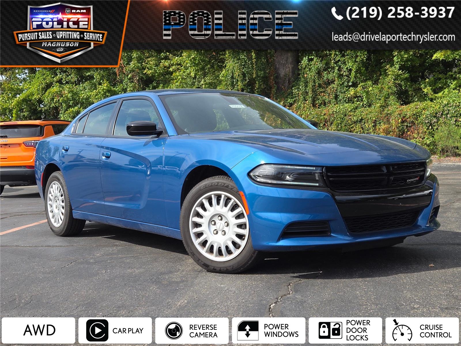 Blue (Frostbite) 2023 Dodge Charger Police AWD Sedan All-Wheel Drive 8-Speed Automatic