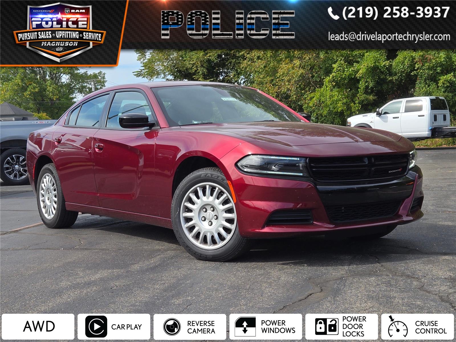 Octane Red Pearlcoat 2023 Dodge Charger Police AWD Sedan All-Wheel Drive 8-Speed Automatic