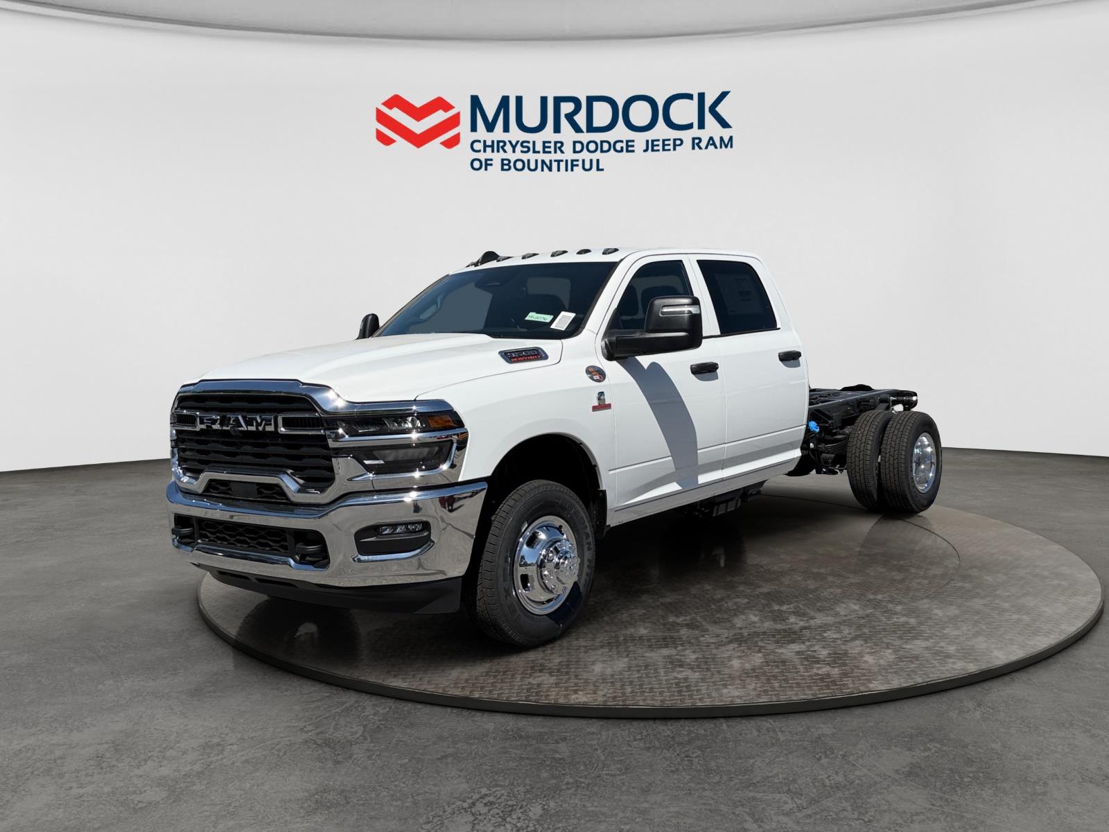 Bright White Clearcoat 2026 RAM 3500 Chassis Tradesman Crew Cab LB DRW 4WD Pickup Truck Four-Wheel Drive 8-Speed Automatic