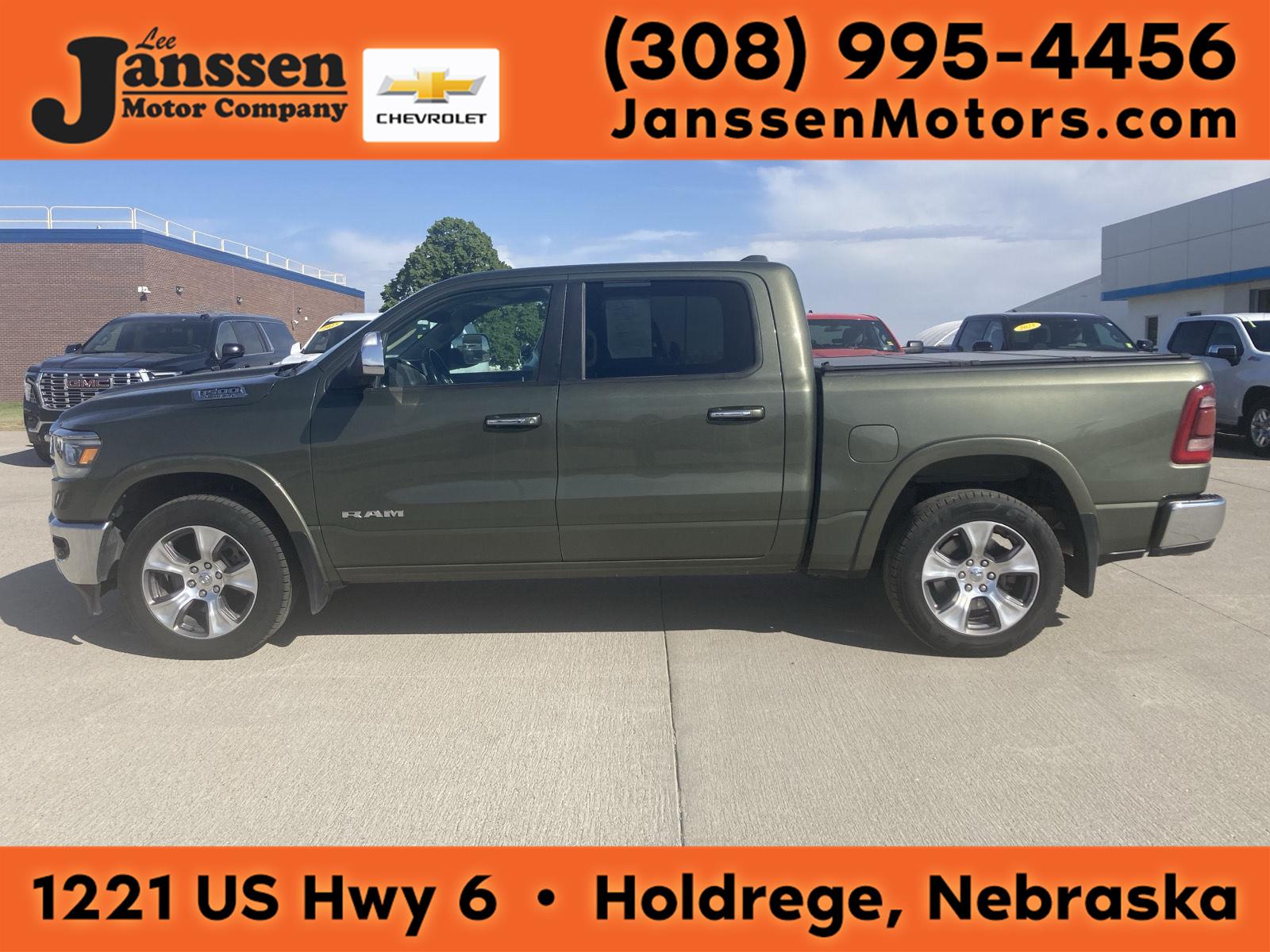 Olive Green Pearlcoat 2021 RAM 1500 Laramie Crew Cab 4WD Pickup Truck Four-Wheel Drive 8-Speed Automatic