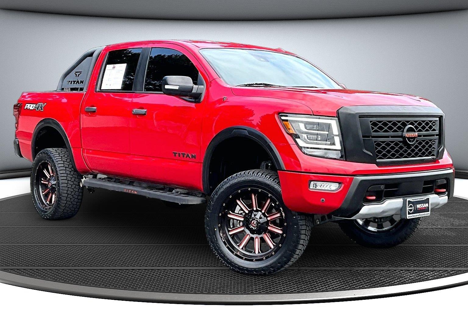 Red Alert 2021 Nissan Titan Pickup Truck Four-Wheel Drive Automatic