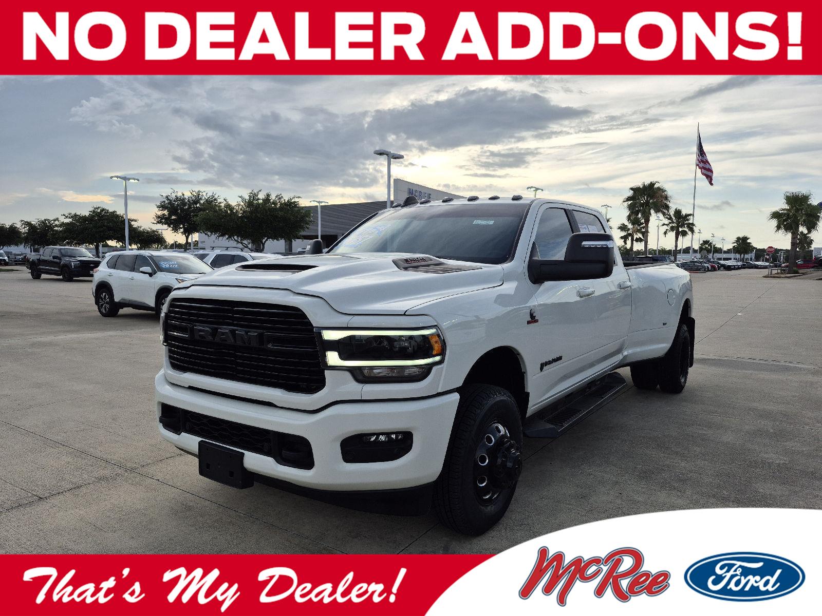 Pearl White 2024 RAM 3500 Pickup Truck Four-Wheel Drive 6-Speed Automatic