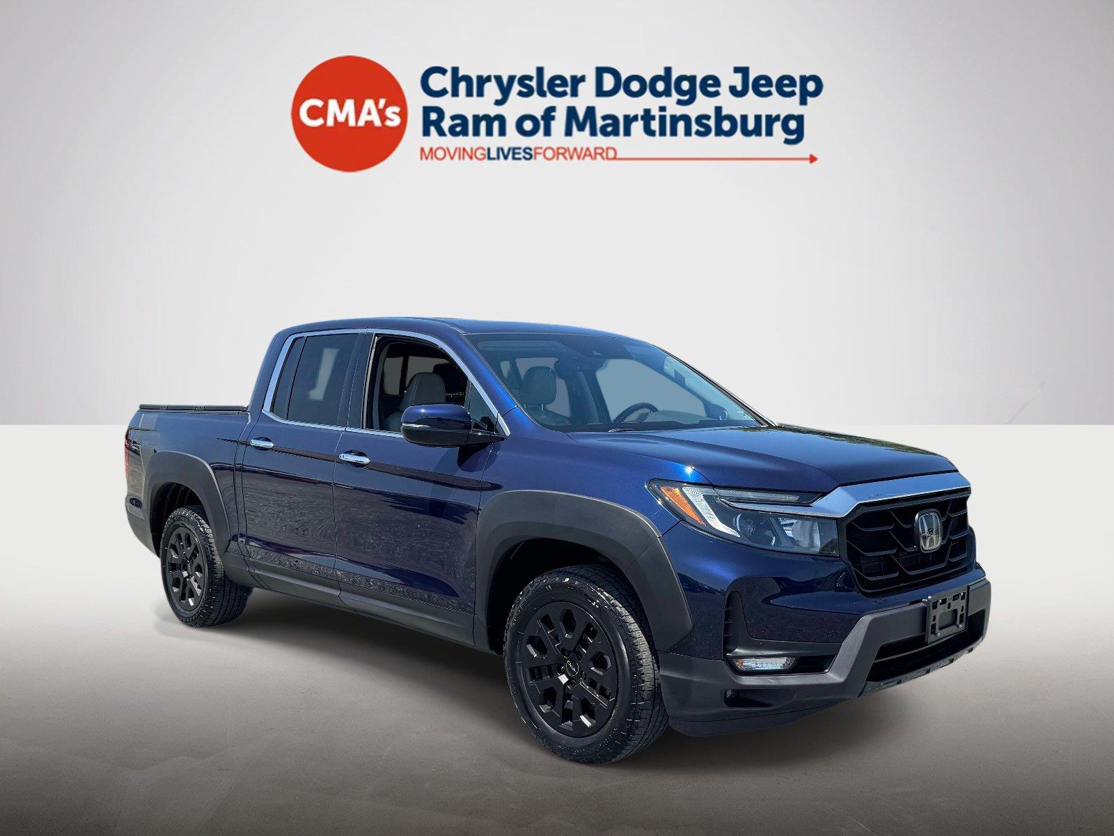 Black (Obsidian Blue Pearl) 2023 Honda Ridgeline Pickup Truck All-Wheel Drive 9-Speed Automatic
