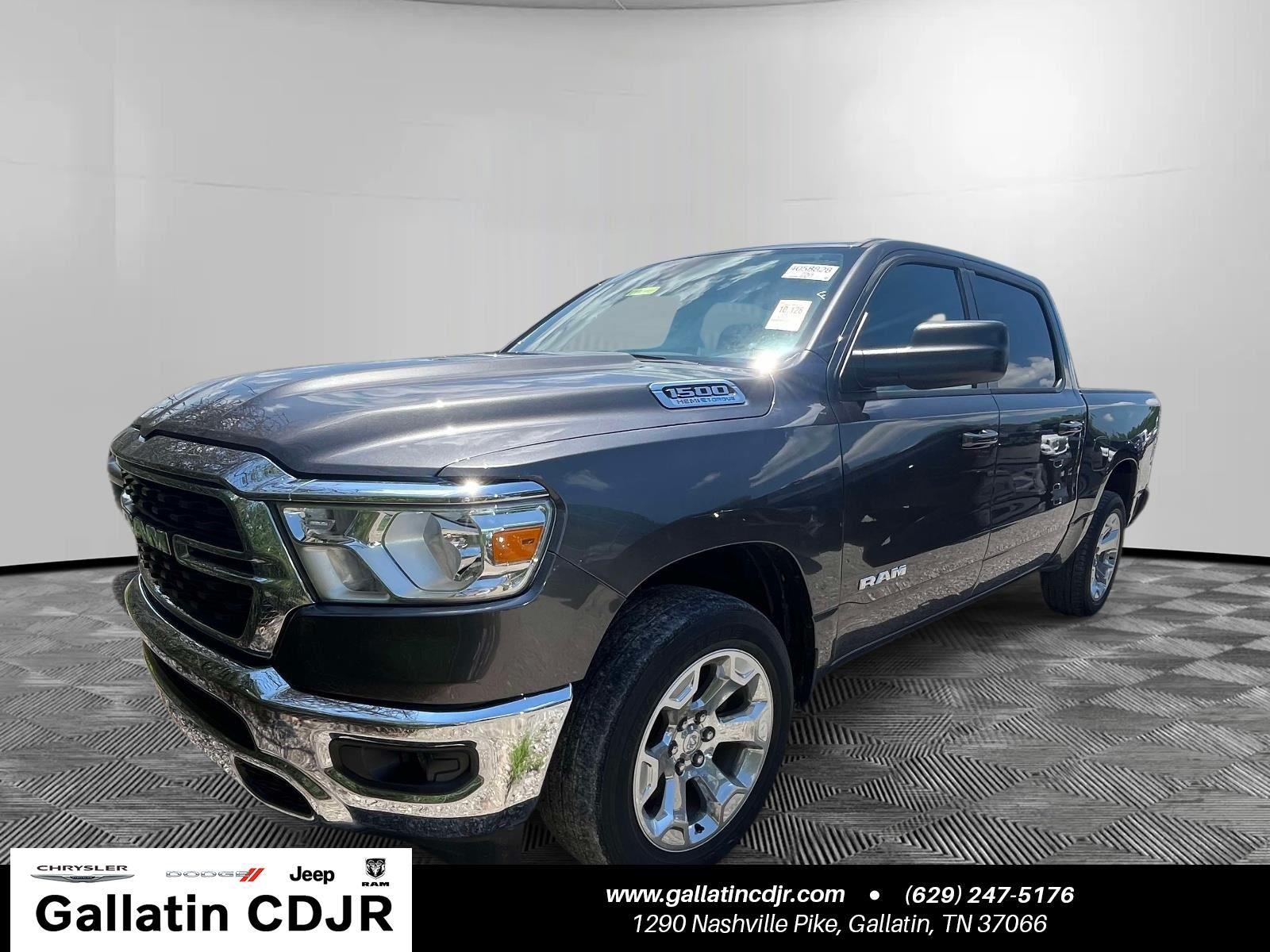 Gray (Granite Crystal Metallic Clearcoat) 2022 RAM 1500 Big Horn Crew Cab 4WD Pickup Truck Four-Wheel Drive 8-Speed Automatic