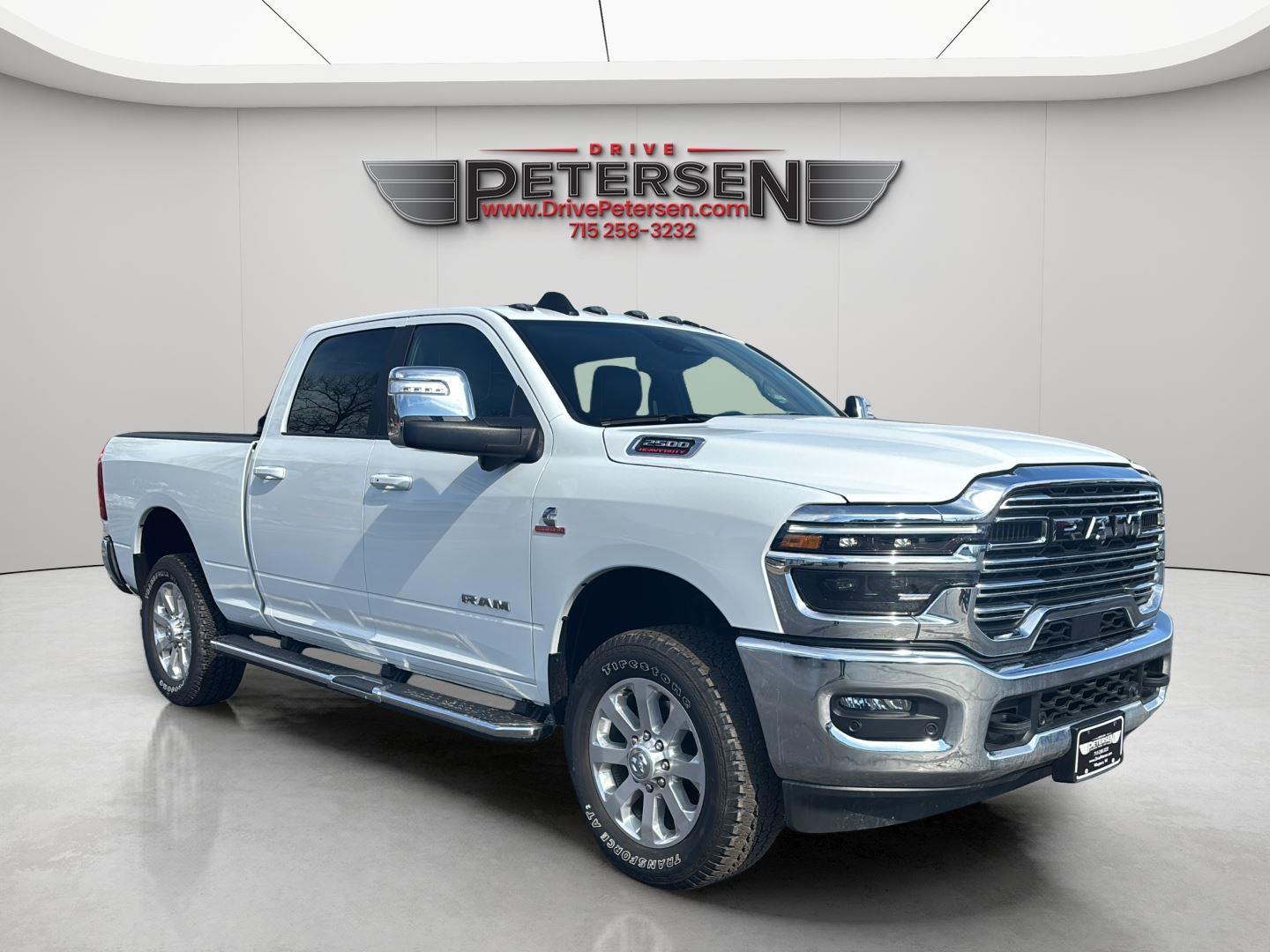 Bright White Clearcoat 2025 RAM 2500 Laramie Crew Cab 4WD Pickup Truck Four-Wheel Drive 8-Speed Automatic