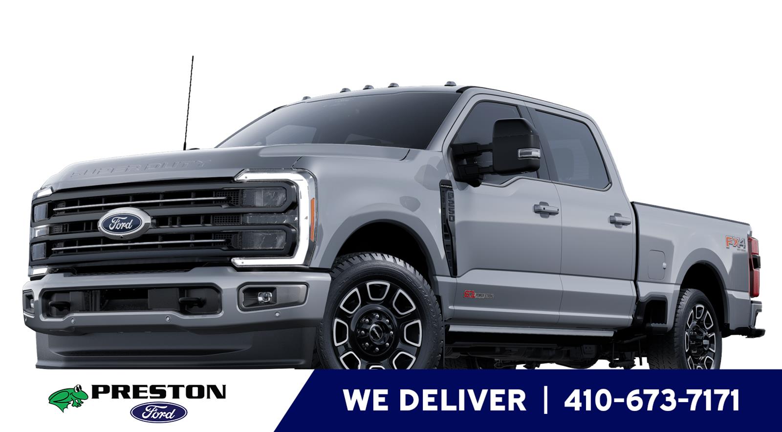 Glacier Gray Metallic Tri-Coat 2025 Ford F-250 Super Duty Platinum Crew Cab 4WD Pickup Truck Four-Wheel Drive Automatic