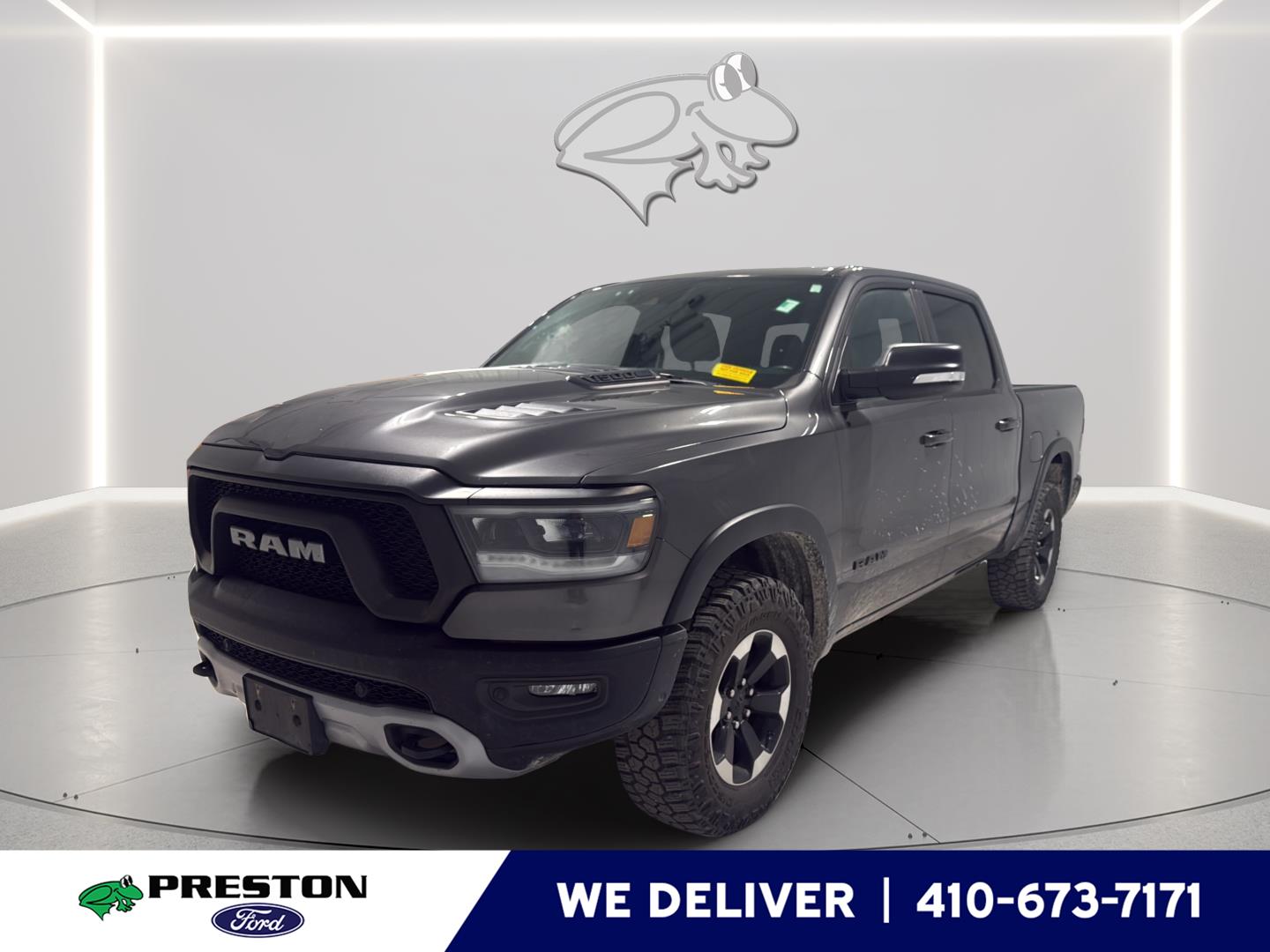 Gray (Granite Crystal Metallic Clearcoat) 2021 RAM 1500 Rebel Crew Cab 4WD Pickup Truck Four-Wheel Drive 8-Speed Automatic