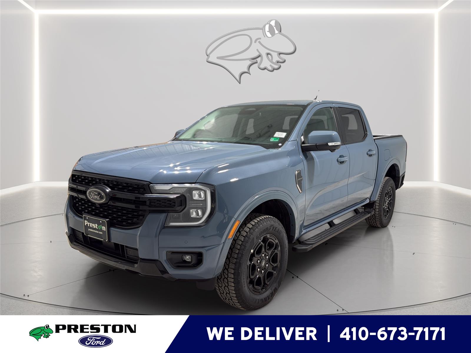 Blue (Azure Gray Metallic Tri-Coat) 2025 Ford Ranger Lariat SuperCrew 4WD Pickup Truck Four-Wheel Drive Automatic