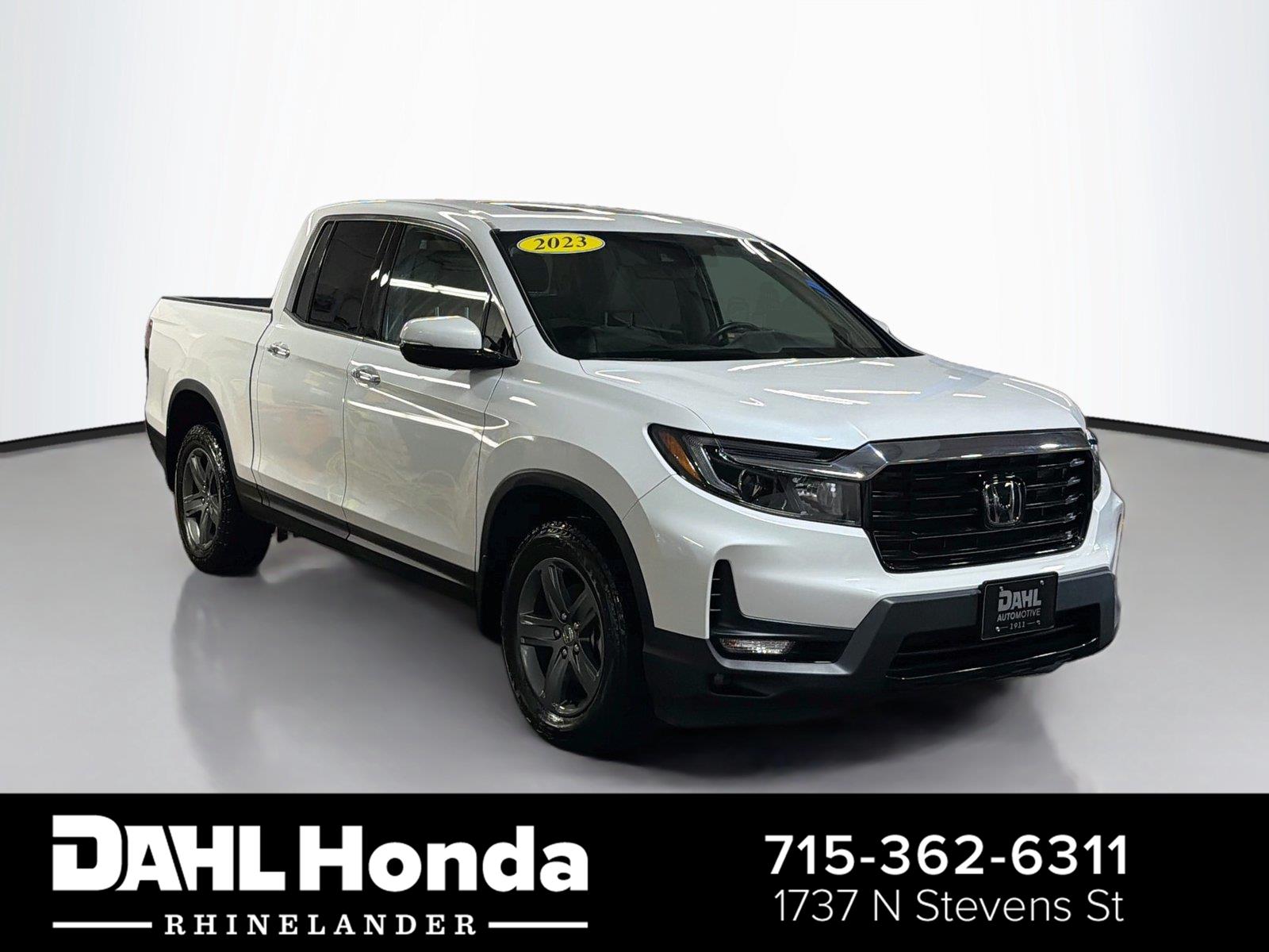 Platinum White Pearl 2023 Honda Ridgeline Pickup Truck All-Wheel Drive 9-Speed Automatic