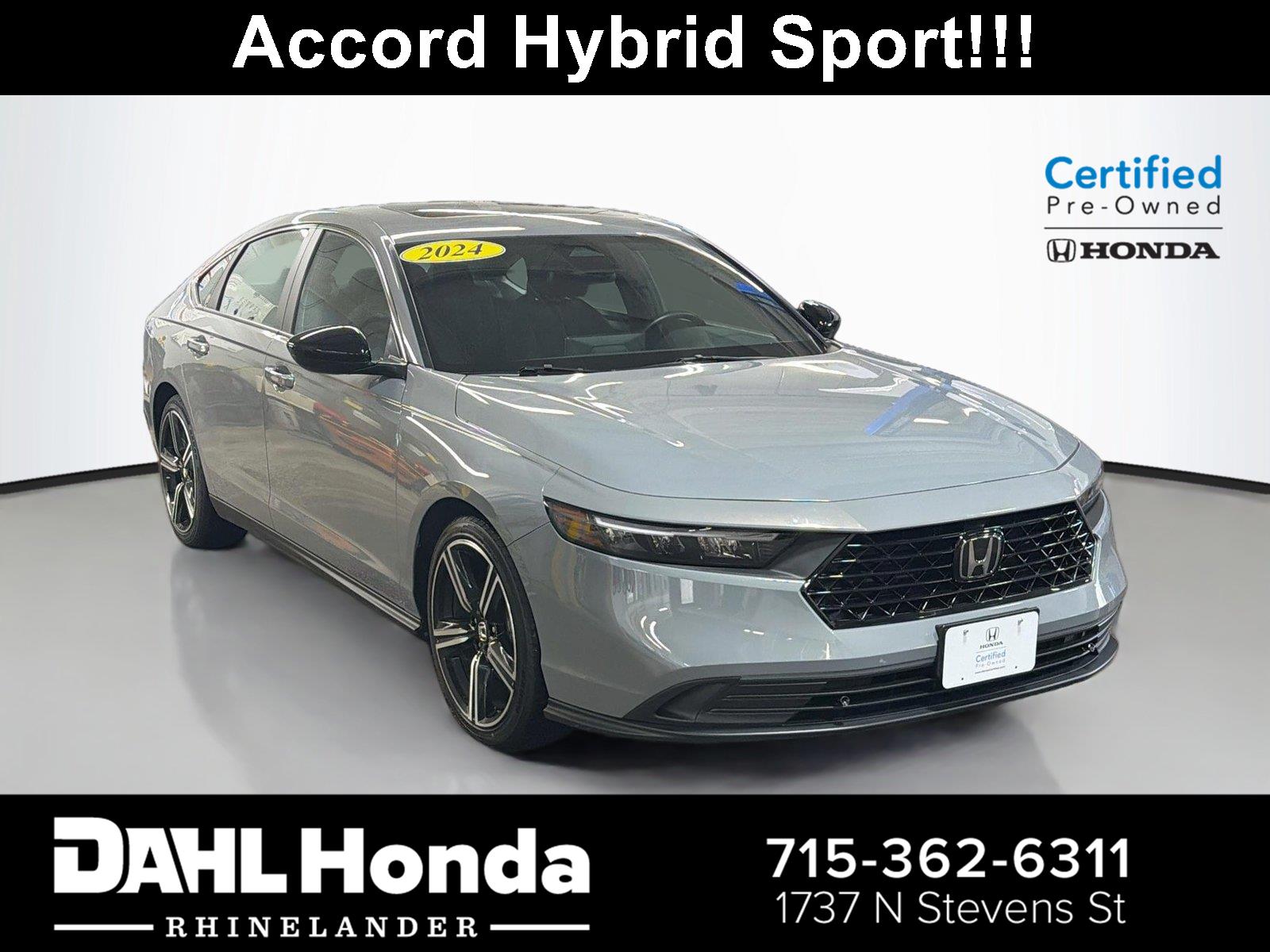 Urban Gray Pearl 2024 Honda Accord Hybrid Sedan Front-Wheel Drive 1-Speed Dual Clutch