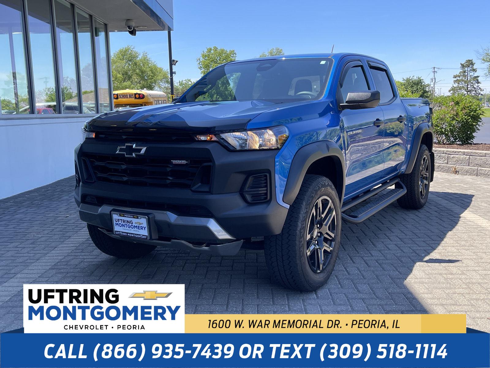 Glacier Blue Metallic 2023 Chevrolet Colorado Trail Boss Crew Cab 4WD Pickup Truck Four-Wheel Drive 8-Speed Automatic