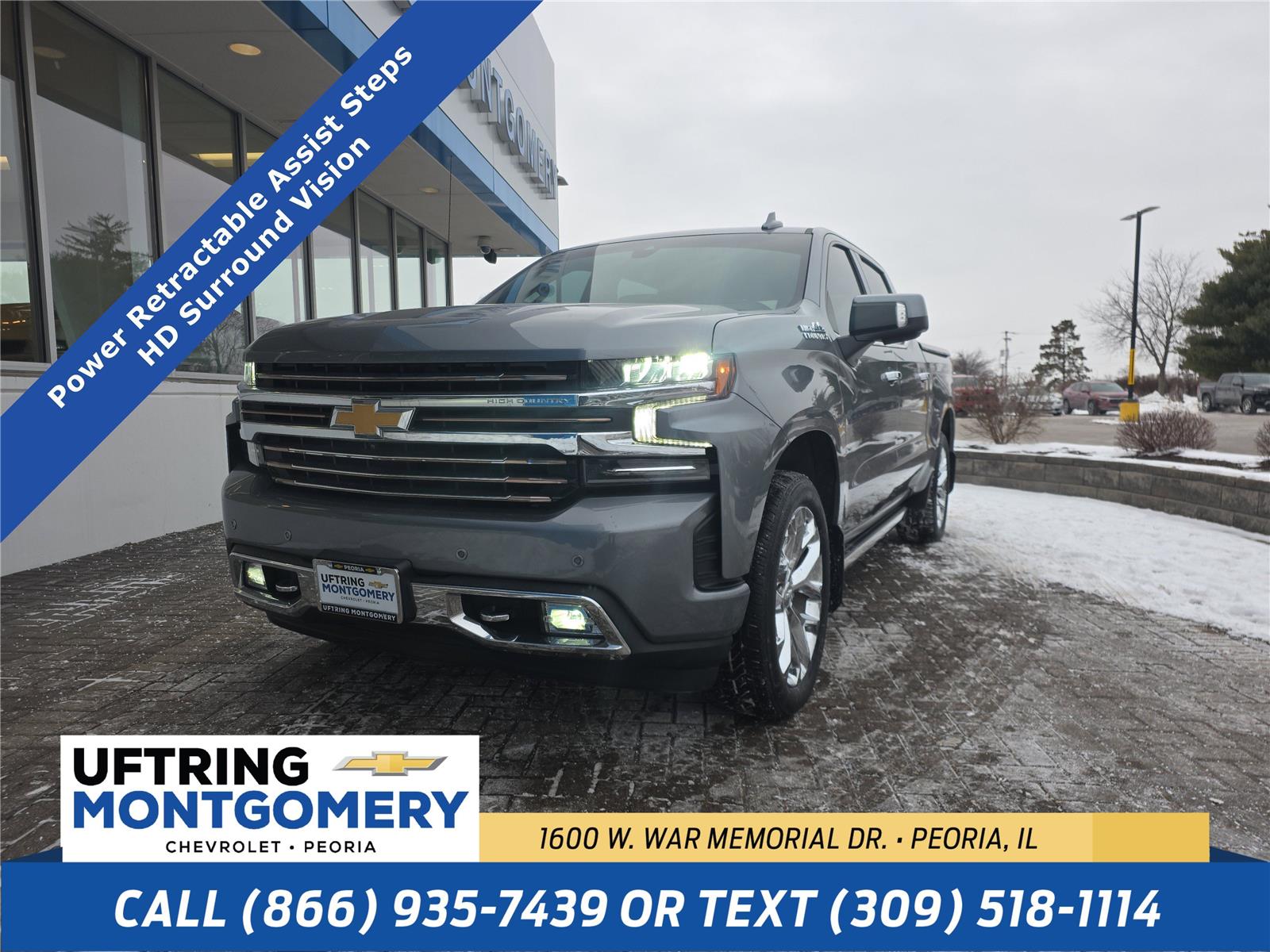 Gray (Satin Steel Metallic) 2020 Chevrolet Silverado 1500 High Country Crew Cab 4WD Pickup Truck Four-Wheel Drive Automatic