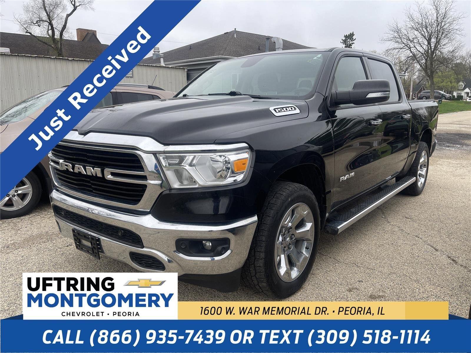 Diamond Black Crystal Pearlcoat 2019 RAM 1500 Big Horn Crew Cab 4WD Pickup Truck Four-Wheel Drive 8-Speed Automatic