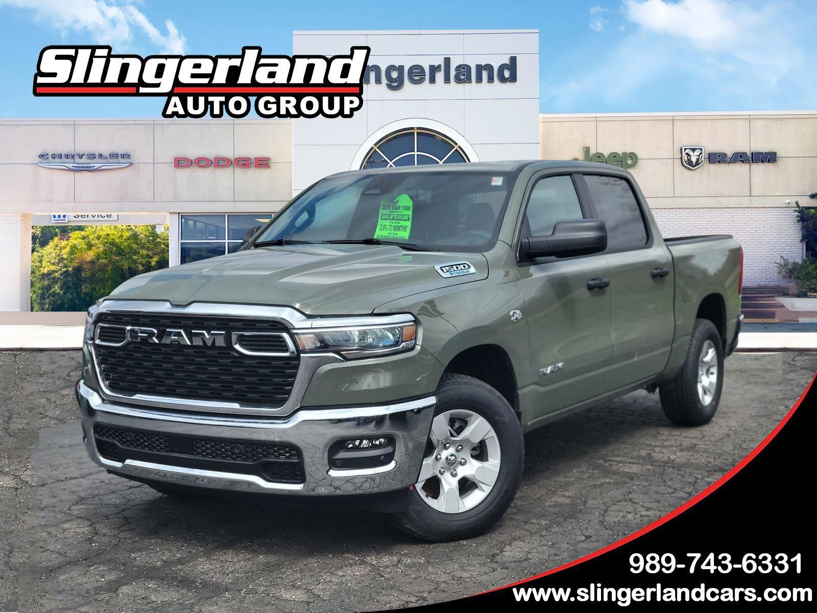 Serrano Green Metallic 2026 RAM 1500 Big Horn Crew Cab 4WD Pickup Truck Four-Wheel Drive 8-Speed Automatic