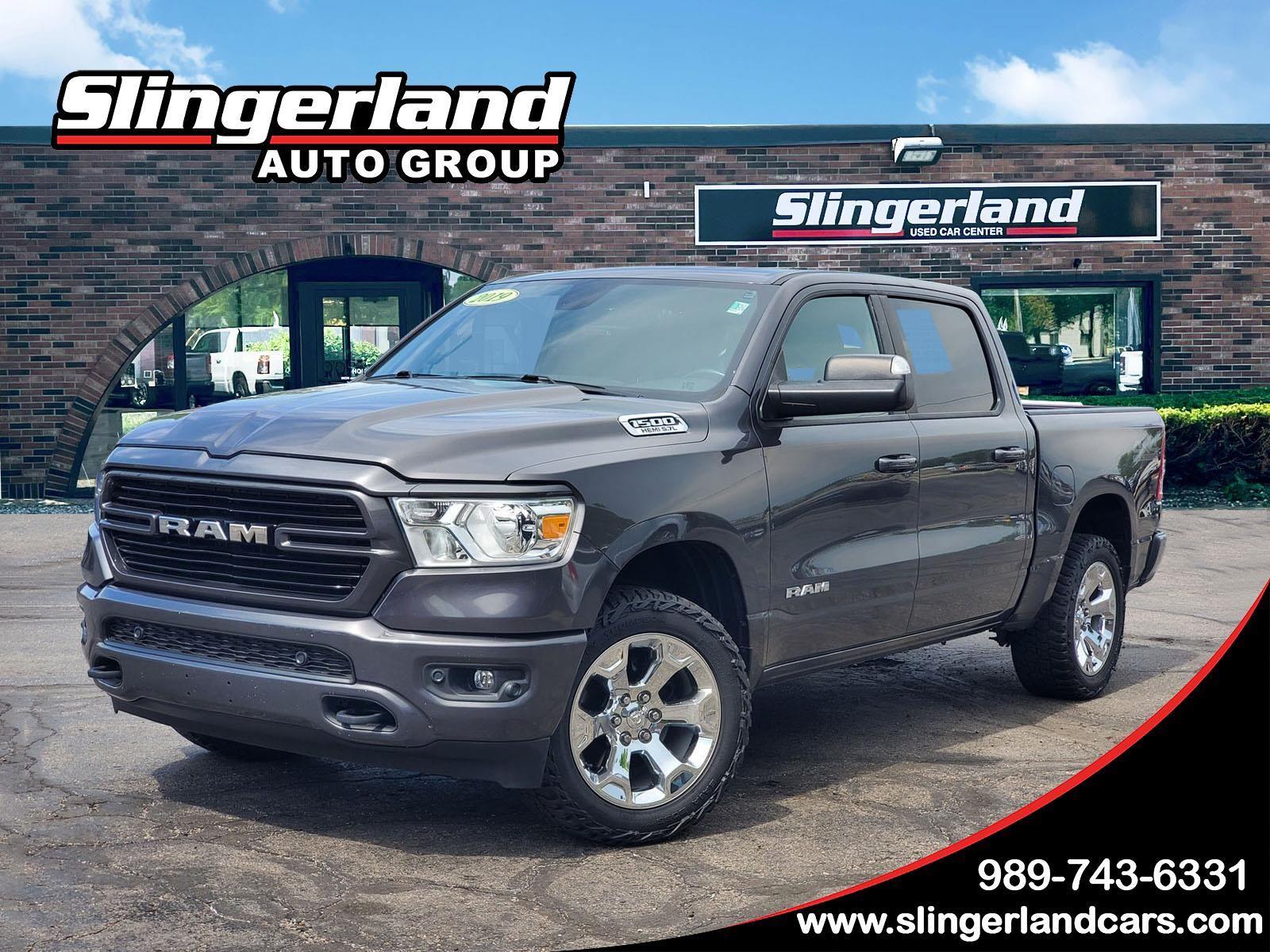 Gray (Granite Crystal Metallic Clearcoat) 2019 RAM 1500 Big Horn Crew Cab 4WD Pickup Truck Four-Wheel Drive 8-Speed Automatic