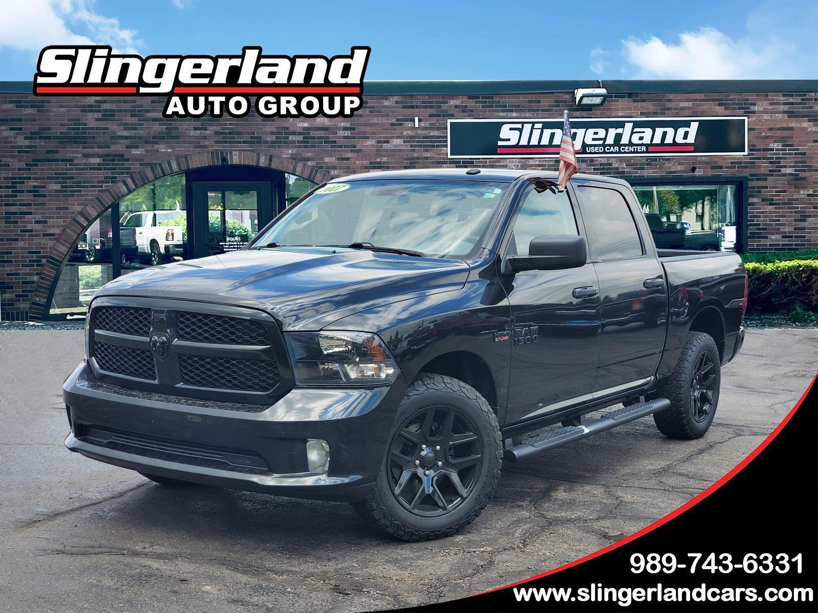 Brilliant Black Crystal Pearlcoat 2017 RAM 1500 Pickup Truck Four-Wheel Drive 8-Speed Automatic