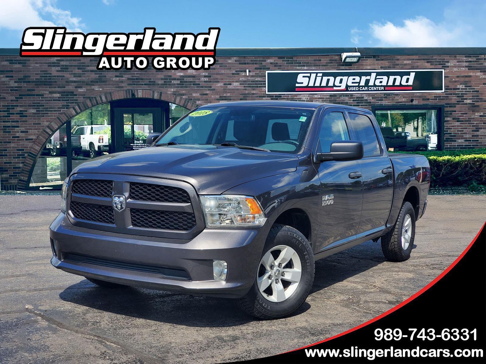 Gray (Granite Crystal Metallic Clearcoat) 2018 RAM 1500 Pickup Truck Four-Wheel Drive 8-Speed Automatic