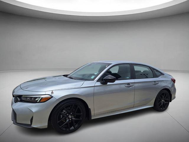 Solar Silver Metallic 2025 Honda Civic Sport FWD Sedan Front-Wheel Drive Continuously Variable Transmission