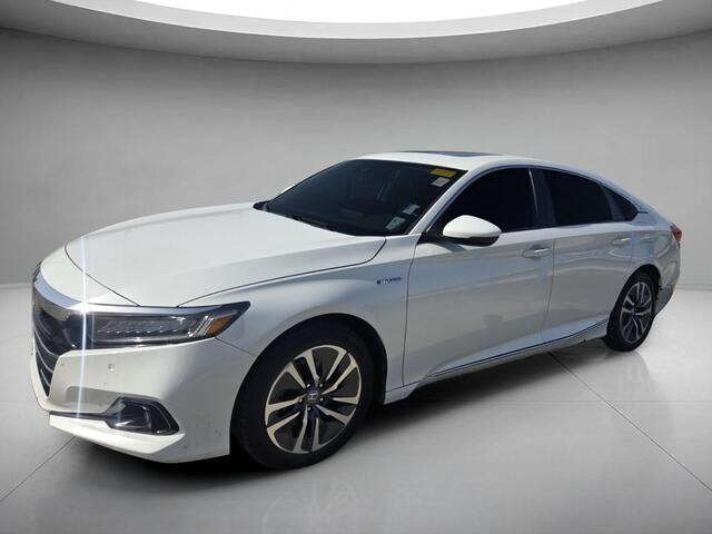 Platinum White Pearl 2021 Honda Accord Hybrid Sedan Front-Wheel Drive 1-Speed Dual Clutch